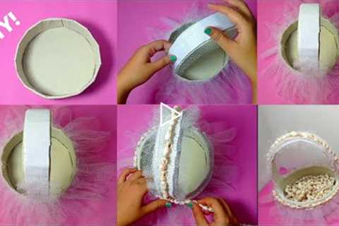 Diy cardboard basket | best out of waste | cardboard basket | amna's art and craft | #like