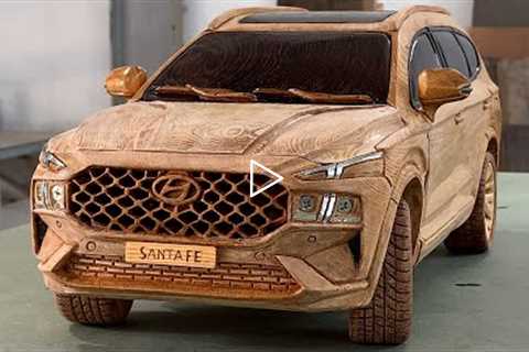 Woodworking Art - Hyundai Santa Fe (Unique wooden version) - Wood Carving