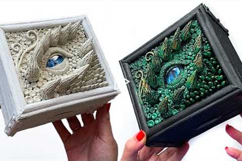 DIY Beautiful box made from recycled book pages | 3d dragon eye made of modelling clay