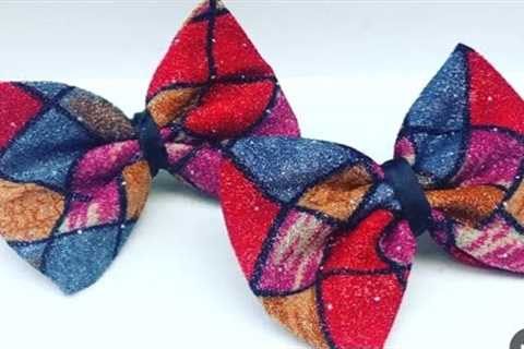 How to make a no sew fabric bow with nylon for hair clip  | scrap fabric crafts