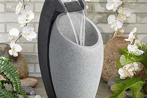 John Timberland Modern Outdoor Floor Water Fountain with Light LED 25 High Waterfall for Yard..