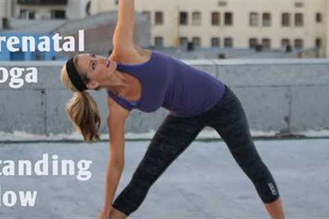 15 Minute Prenatal Yoga Standing Flow Workout---Gentle Yoga for All Trimesters of Pregnancy