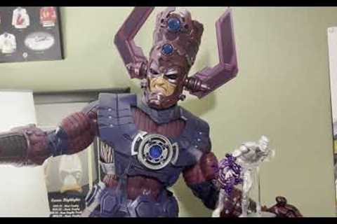 4K Room Display with Marvel Legends & Marvel Select action figures featuring the Haslab Galactus