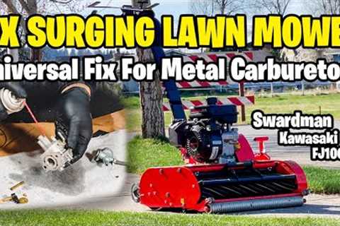 DIY How to fix surging Lawn Mower! Swardman Kawasaki FJ100 Carburetor fix! Results and Mow!