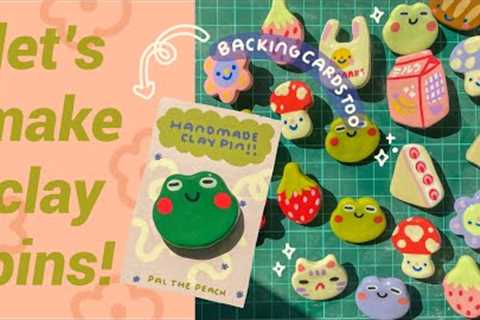 how i make my clay pins!✹(and backing card tutorial)