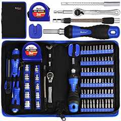 Kaisi 87-Piece Ratcheting Screwdriver Set Ratchet Wrench Magnetic Drive Kit 67 Multi-Size Bits and..