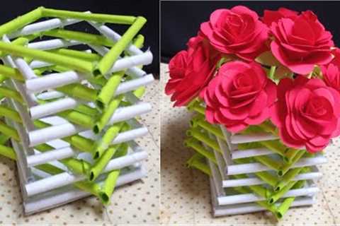 DIY flower vase making with PAPER|Diy craft ideas from paper|paper flower pot