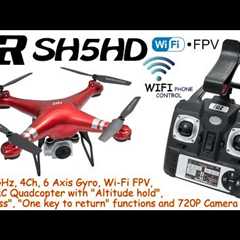 HR SH5HD 2.4GHz, 4Ch, 6 Axis Gyro, Wi-Fi FPV, RC Quadcopter, Altitude hold, Headless, 720P Cam (RTF)