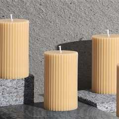 Ribbed Pillar Candles 2x6'' - Handmade Modern Decor for Home - Soy Wax Unscented Champagne Yellow..